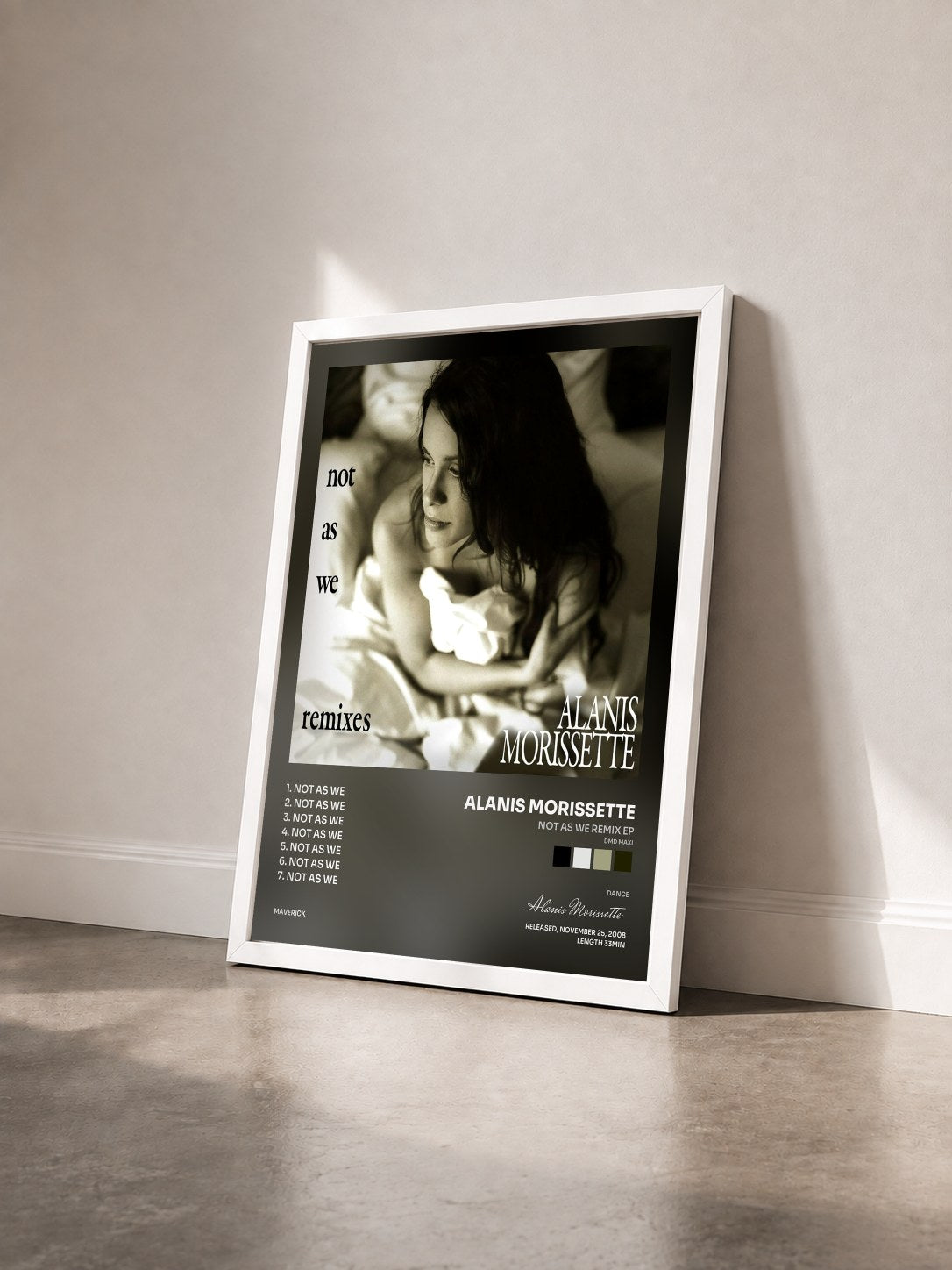 #blanc Tableau de l'album Not as We Remix EP (DMD Maxi) de Alanis Morissette vu de trois quarts, cadre blanc