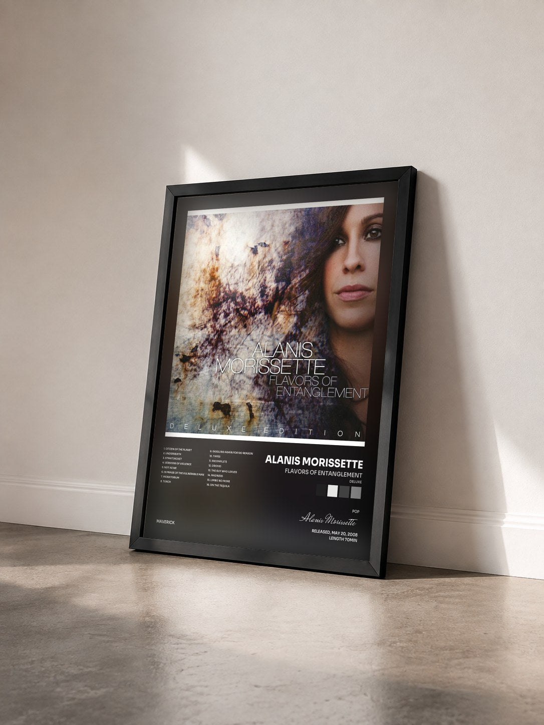 #noir Tableau de l'album Flavors of Entanglement (Deluxe) de Alanis Morissette vu de trois quarts, cadre noir