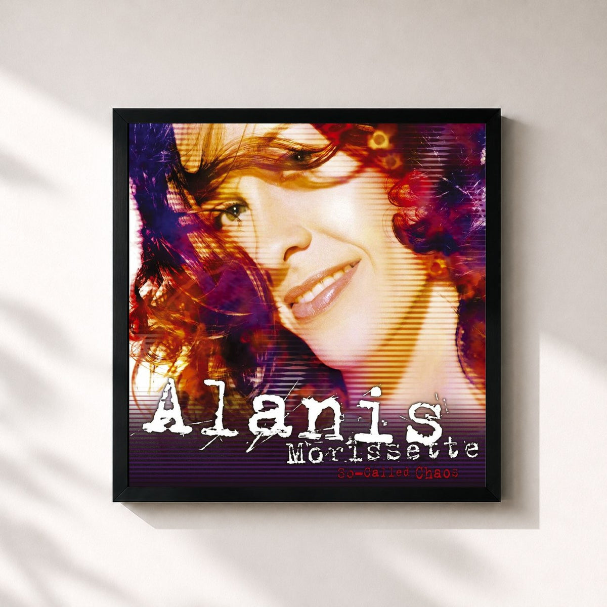 #noir Tableau carré de l'album So-Called Chaos de Alanis Morissette, cadre noir 32x32 cm