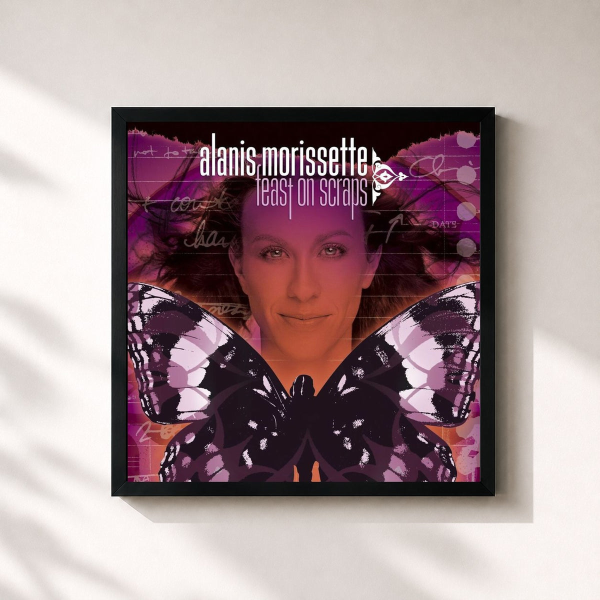 #noir Tableau carré de l'album Feast On Scraps de Alanis Morissette, cadre noir 32x32 cm