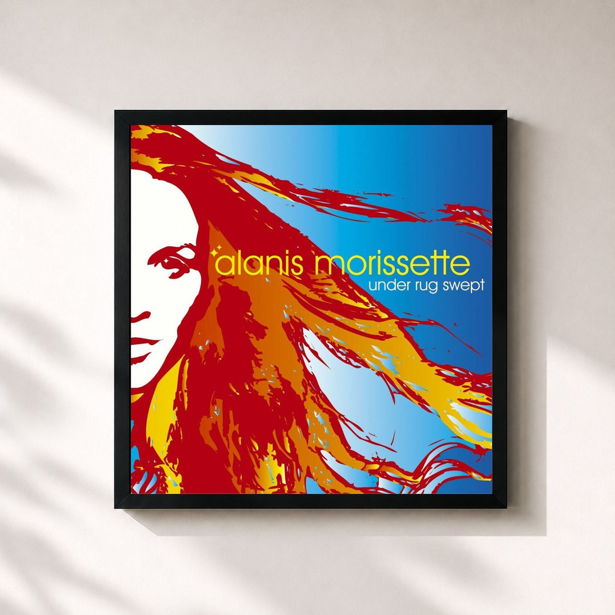 #noir Tableau carré de l'album Under Rug Swept de Alanis Morissette, cadre noir 32x32 cm