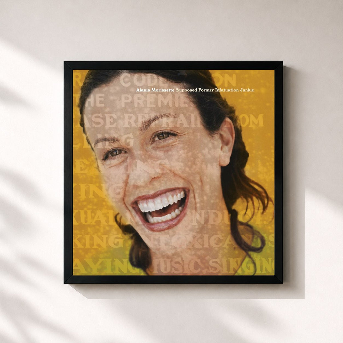 #noir Tableau carré de l'album Supposed Former Infatuation Junkie (Thank U Edition) de Alanis Morissette, cadre noir 32x32 cm