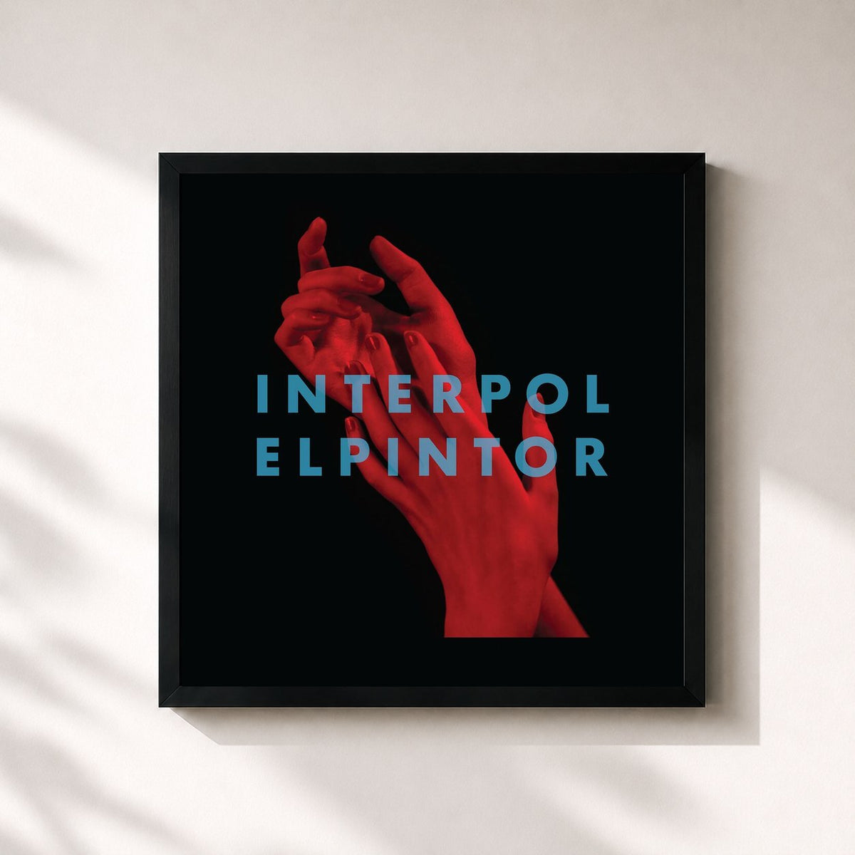 #noir Tableau carré de l'album El Pintor de Interpol, cadre noir 32x32 cm