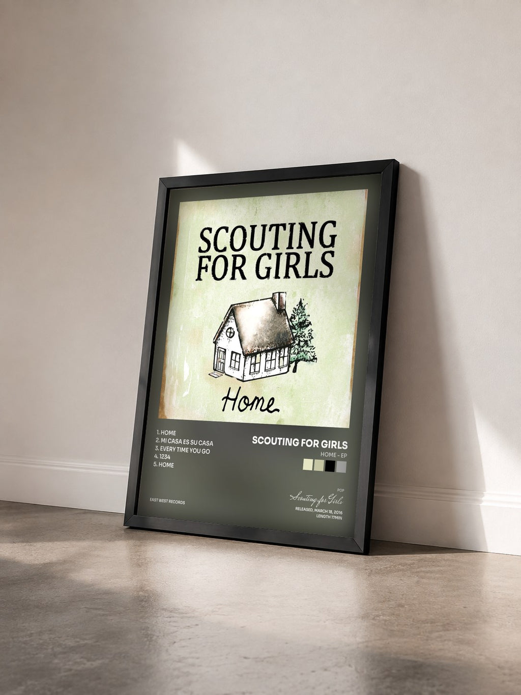 #noir Tableau de l'album Home - EP de Scouting for Girls vu de trois quarts, cadre noir