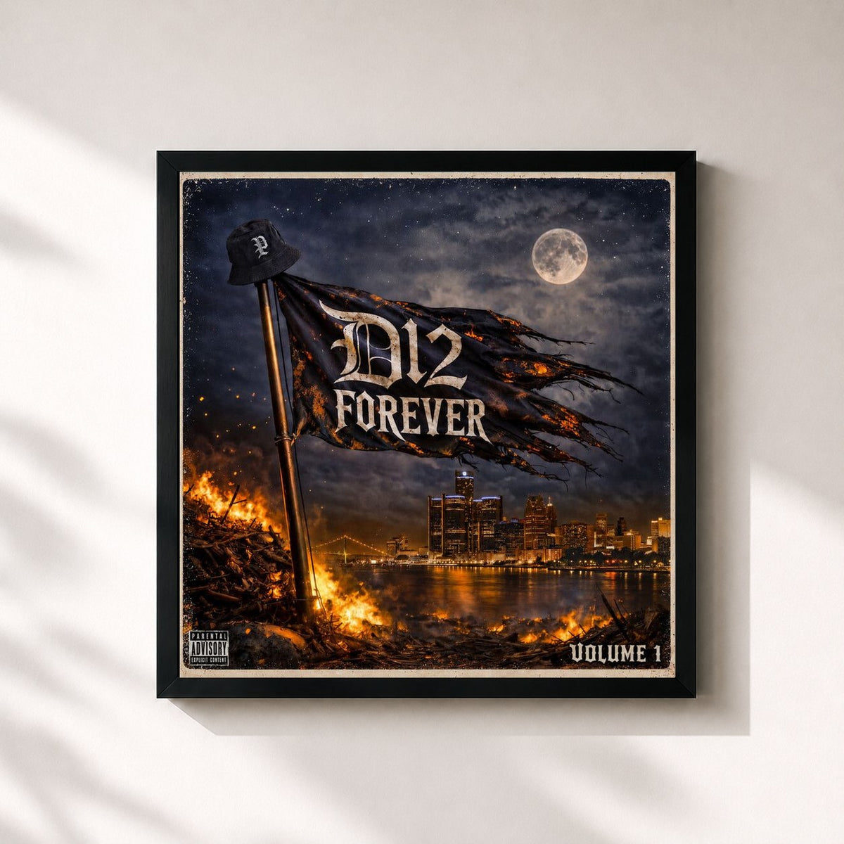 #noir Tableau carré de l'album D12 Forever (Vol. 1) de D12, cadre noir 32x32 cm
