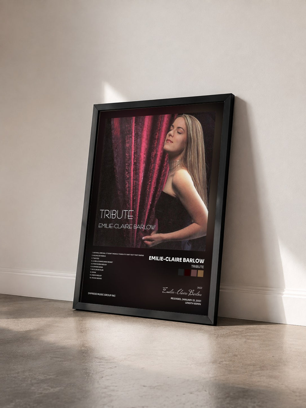#noir Tableau de l'album Tribute de Emilie-Claire Barlow vu de trois quarts, cadre noir