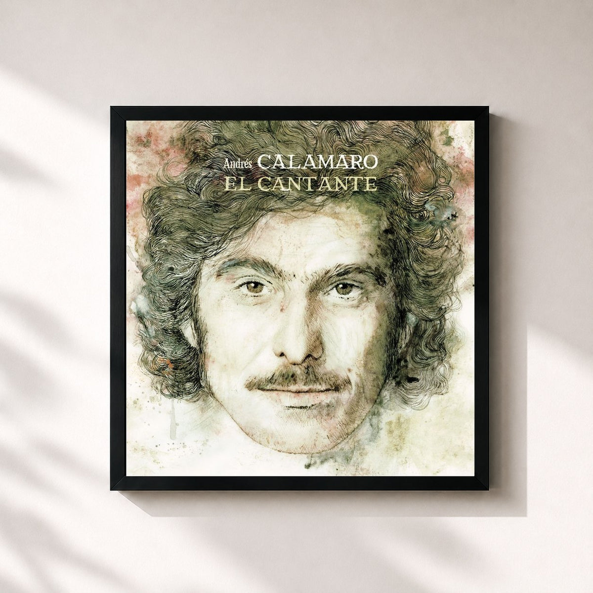 #noir Tableau carré de l'album El cantante de Andrés Calamaro, cadre noir 32x32 cm