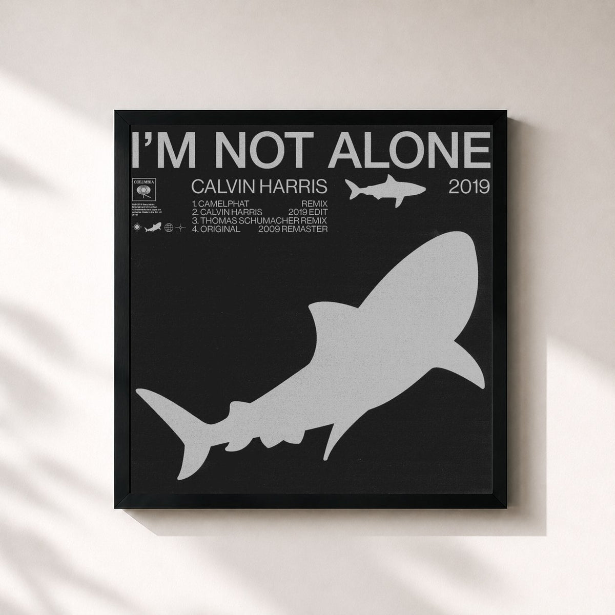 #noir Tableau carré de l'album I'm Not Alone 2019 de Calvin Harris, cadre noir 32x32 cm