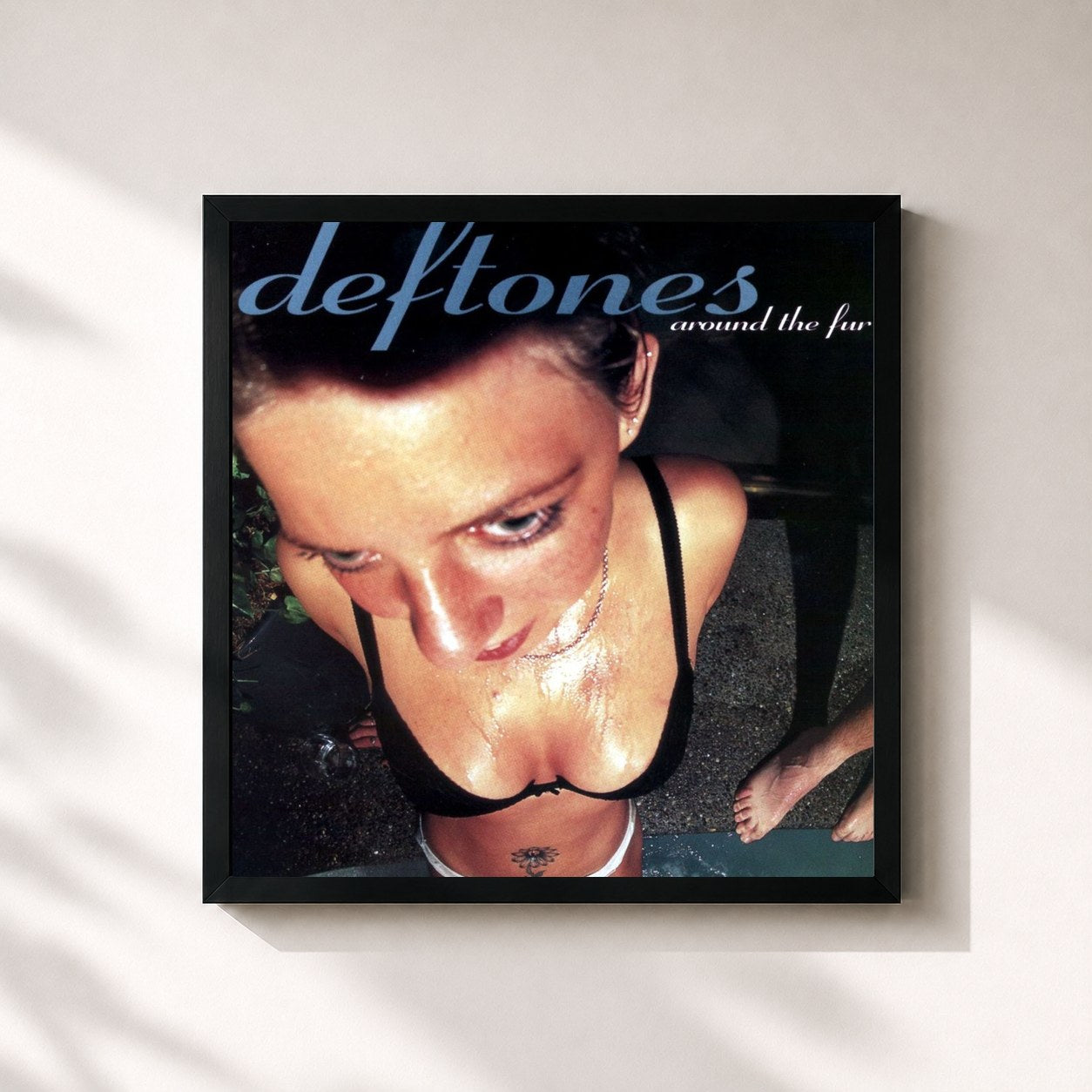 #noir Tableau carré de l'album Around the Fur de Deftones, cadre noir 32x32 cm