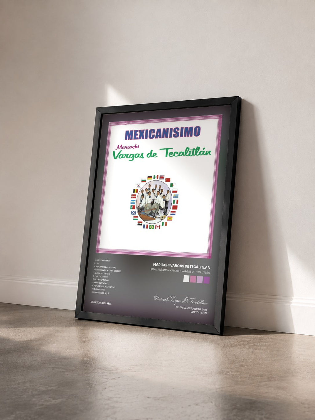 #noir Tableau de l'album Mexicanísimo - Mariachi Vargas de Tecalitlán de Mariachi Vargas De Tecalitlan vu de trois quarts, cadre noir