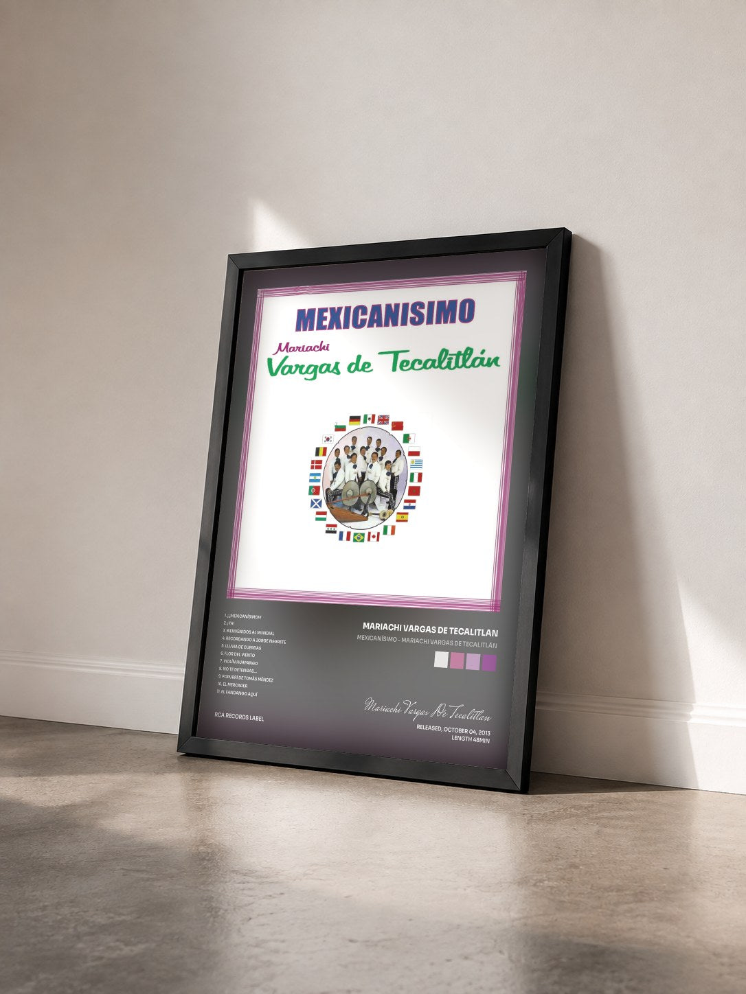 #noir Tableau de l'album Mexicanísimo - Mariachi Vargas de Tecalitlán de Mariachi Vargas De Tecalitlan vu de trois quarts, cadre noir