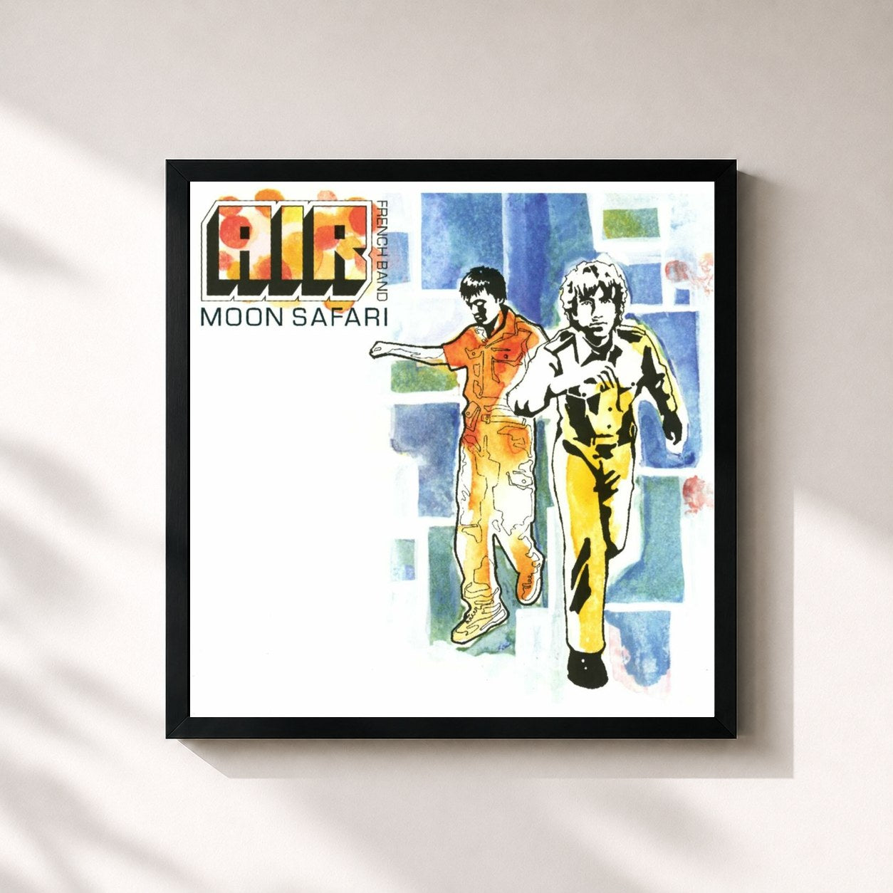 #noir Tableau carré de l'album Moon Safari de Air, cadre noir 32x32 cm
