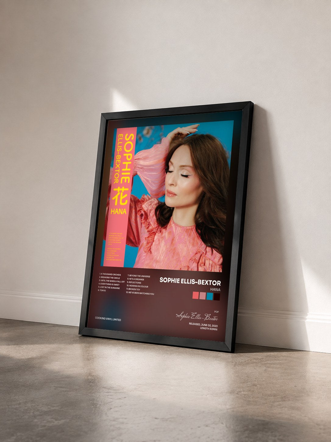 #noir Tableau de l'album HANA de Sophie Ellis-Bextor vu de trois quarts, cadre noir