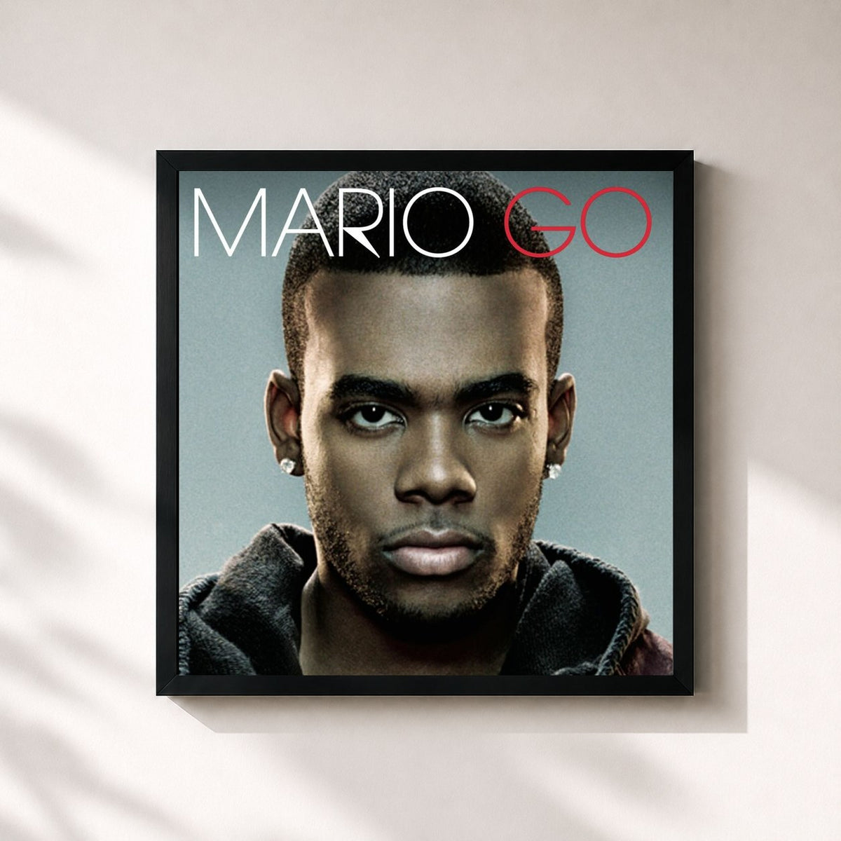 #noir Tableau carré de l'album Go de Mario, cadre noir 32x32 cm