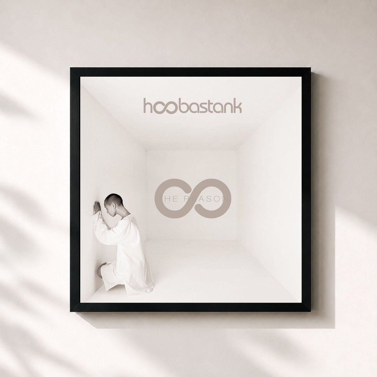 #noir Tableau carré de l'album The Reason (20th Anniversary) de Hoobastank, cadre noir 32x32 cm