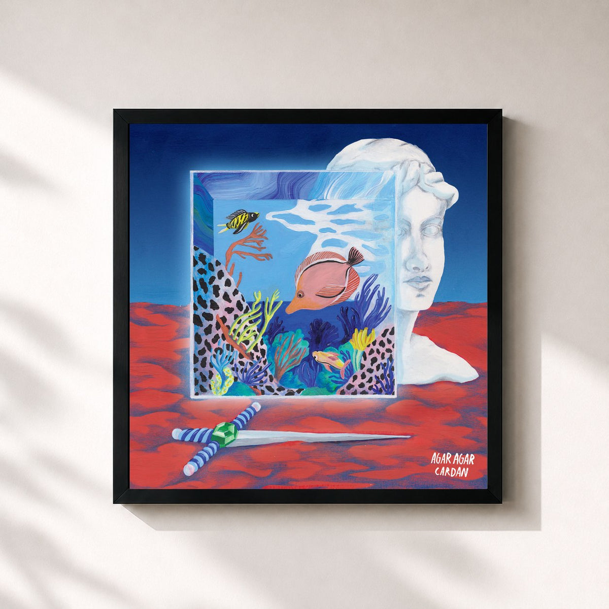 #noir Tableau carré de l'album Cardan de Agar Agar, cadre noir 32x32 cm