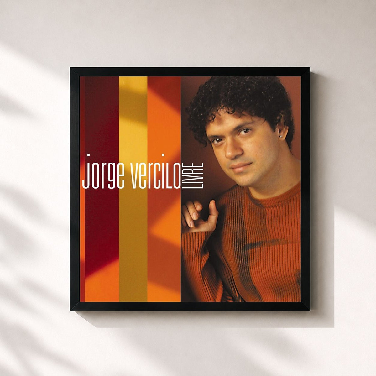 #noir Tableau carré de l'album Livre de Jorge Vercillo, cadre noir 32x32 cm