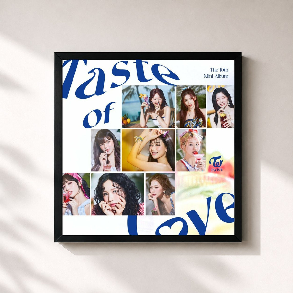#noir Tableau carré de l'album Taste of Love de TWICE, cadre noir 32x32 cm