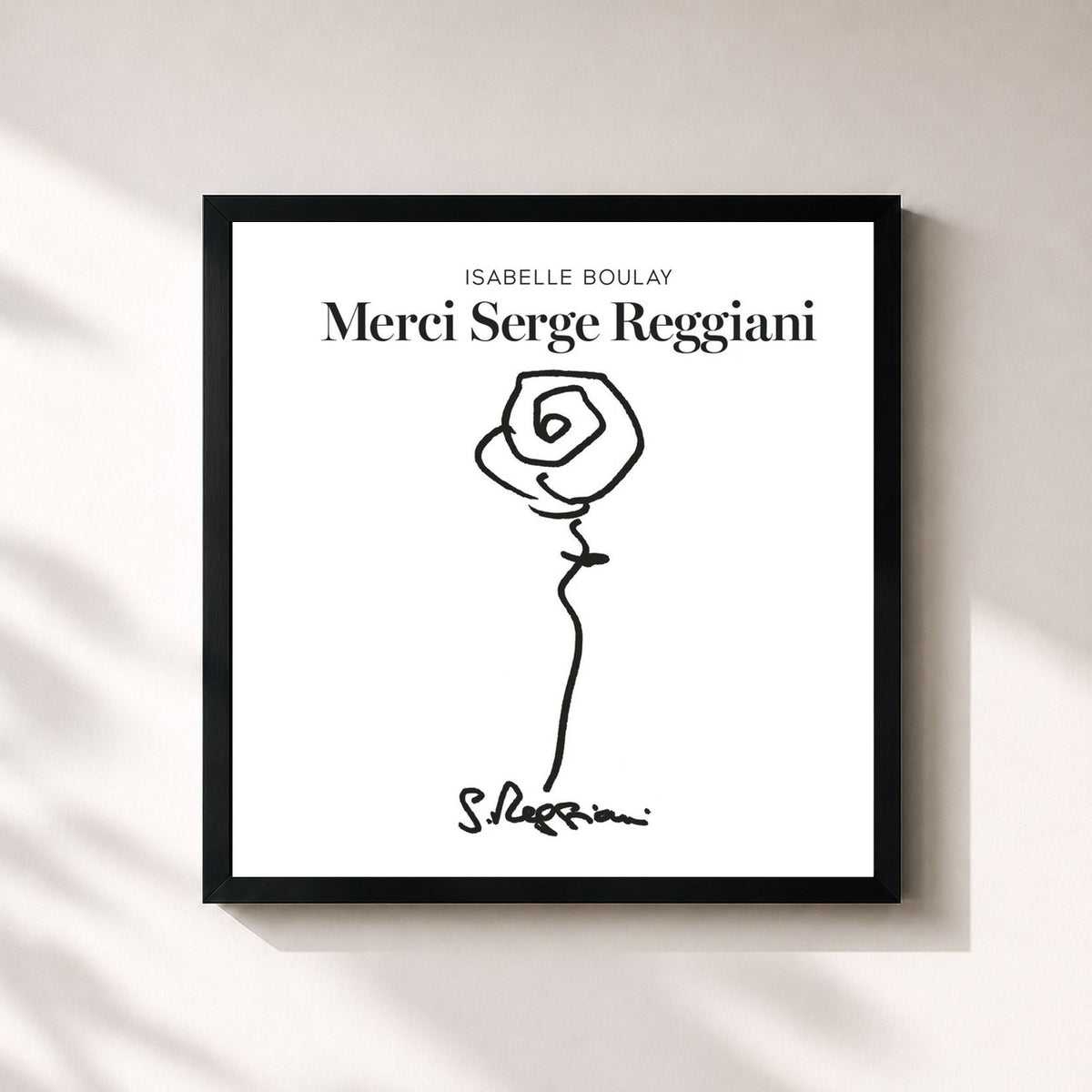 #noir Tableau carré de l'album Merci Serge Reggiani de Isabelle Boulay, cadre noir 32x32 cm