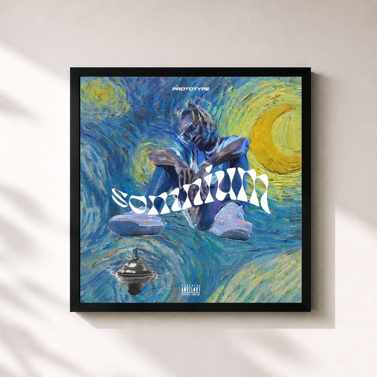 #noir Somnium von Prototype als quadratischer Kunstdruck, schwarzer Rahmen 32x32 cm