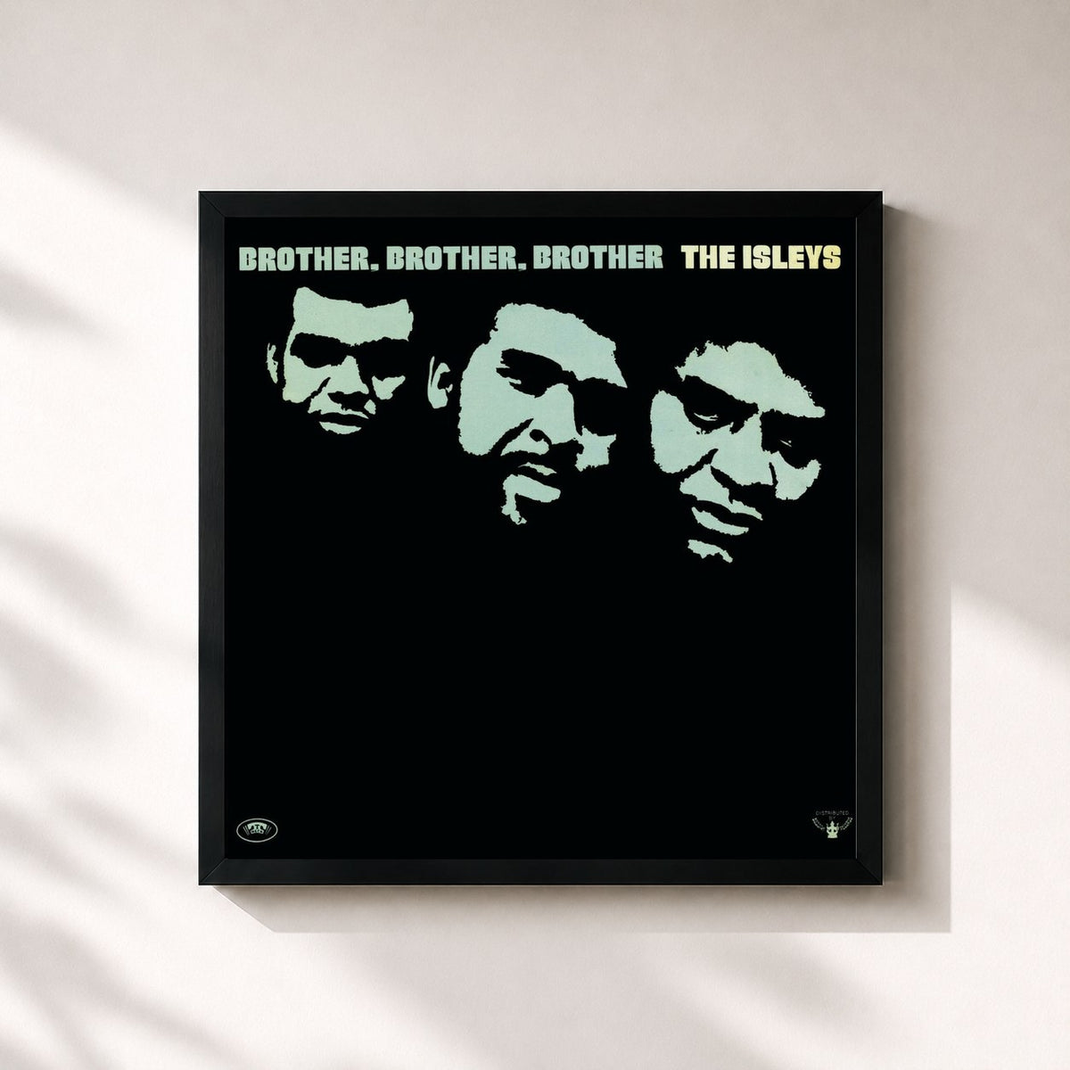 #noir Tableau carré de l'album Brother, Brother, Brother de The Isley Brothers, cadre noir 32x32 cm