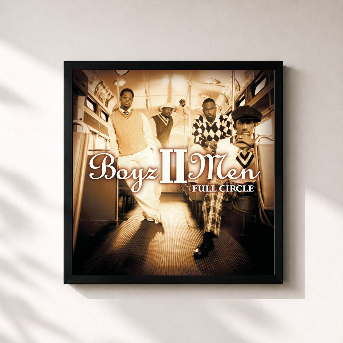 #noir Tableau carré de l'album Full Circle de Boyz II Men, cadre noir 32x32 cm