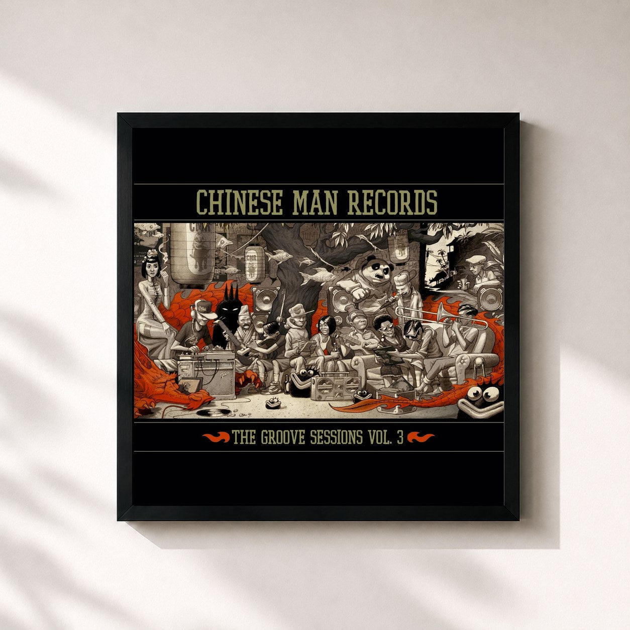#noir The Groove Sessions, Vol. 3 by Chinese Man as a square framed art print, black 32x32 cm frame