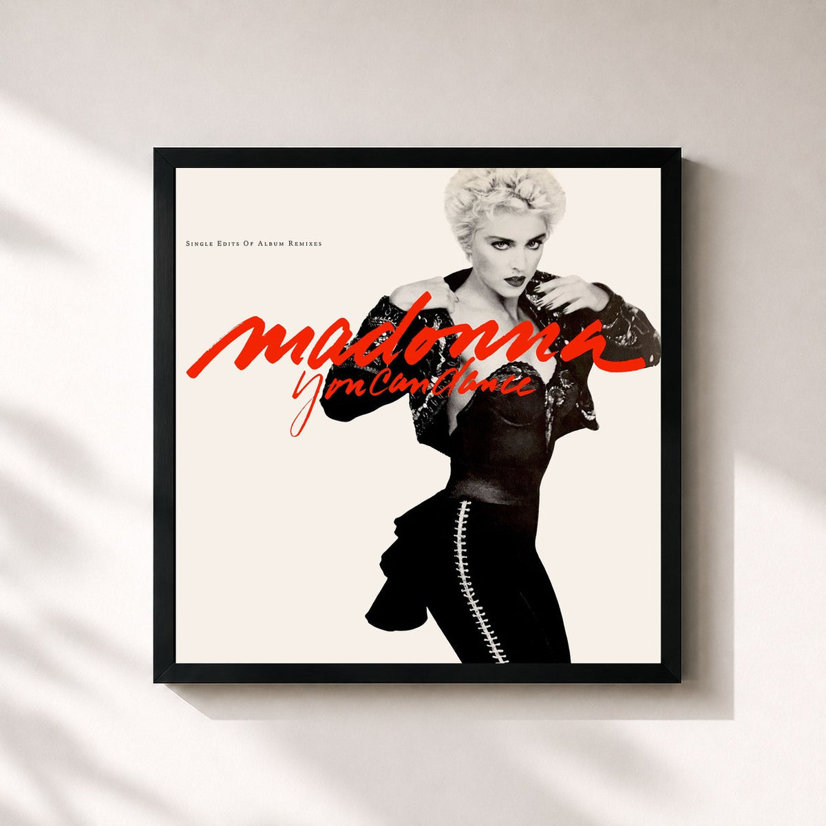 #noir Tableau carré de l'album You Can Dance (Single Edits of Album Remixes) de Madonna, cadre noir 32x32 cm