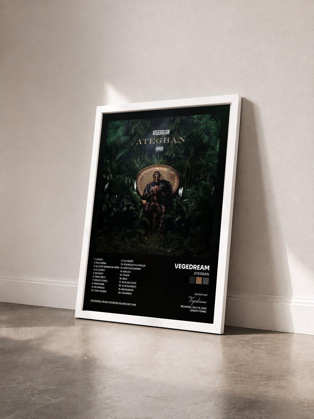 #blanc Ategban by Vegedream as a framed art print seen at an angle, white frame