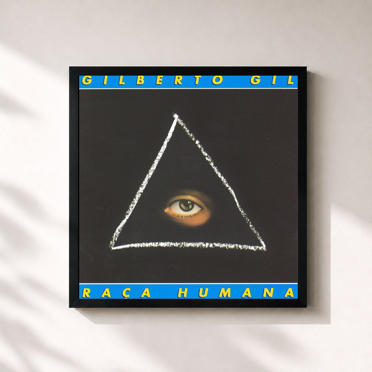 #noir Tableau carré de l'album Raça humana de Gilberto Gil, cadre noir 32x32 cm