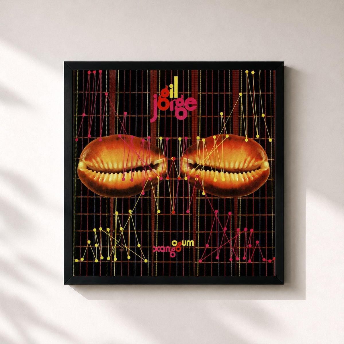 #noir Tableau carré de l'album Gil E Jorge de Gilberto Gil, cadre noir 32x32 cm