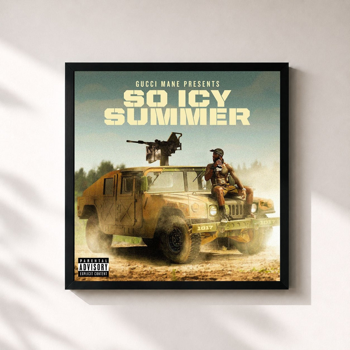 #noir Tableau carré de l'album Gucci Mane Presents: So Icy Summer de Gucci Mane, cadre noir 32x32 cm