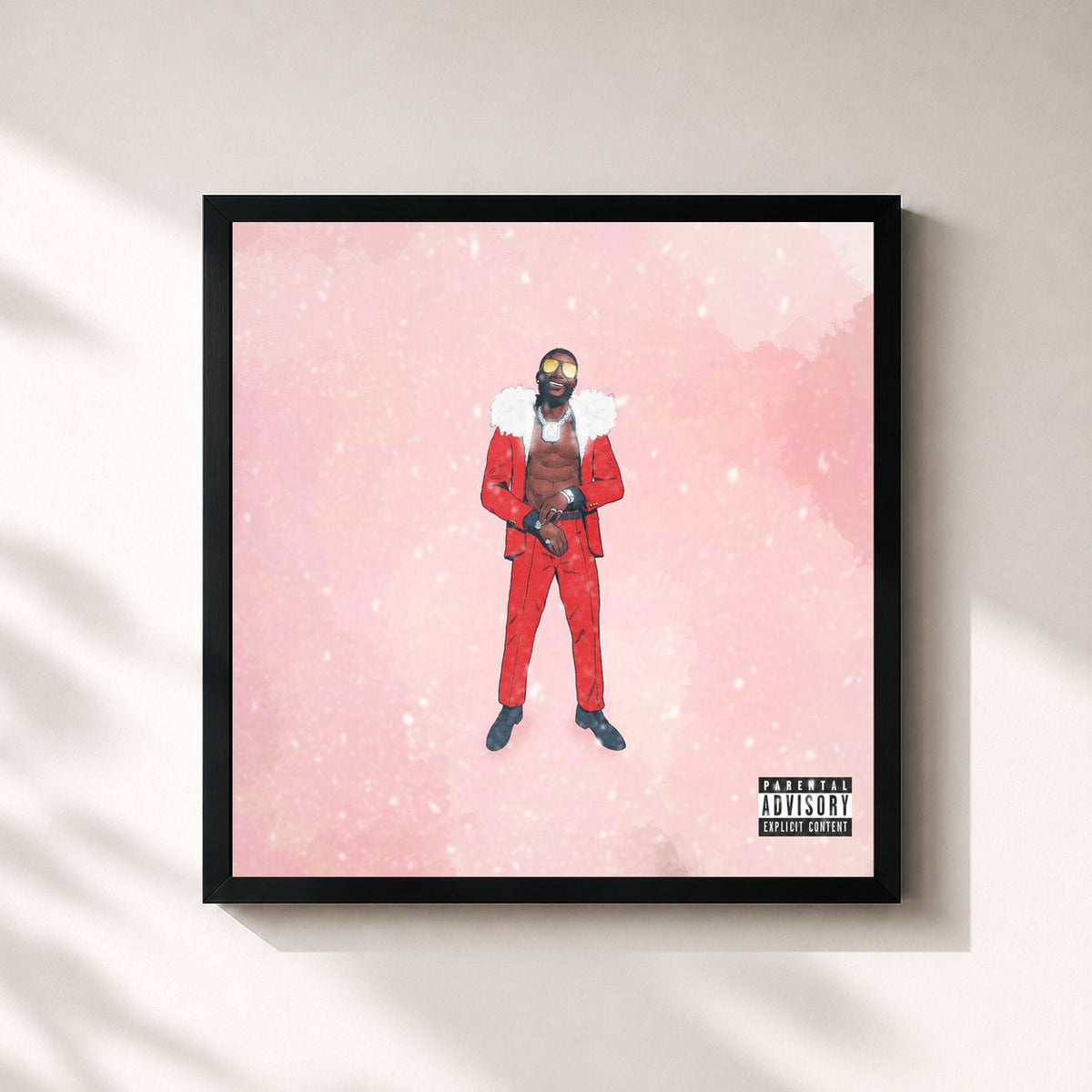 #noir Tableau carré de l'album East Atlanta Santa 3 de Gucci Mane, cadre noir 32x32 cm