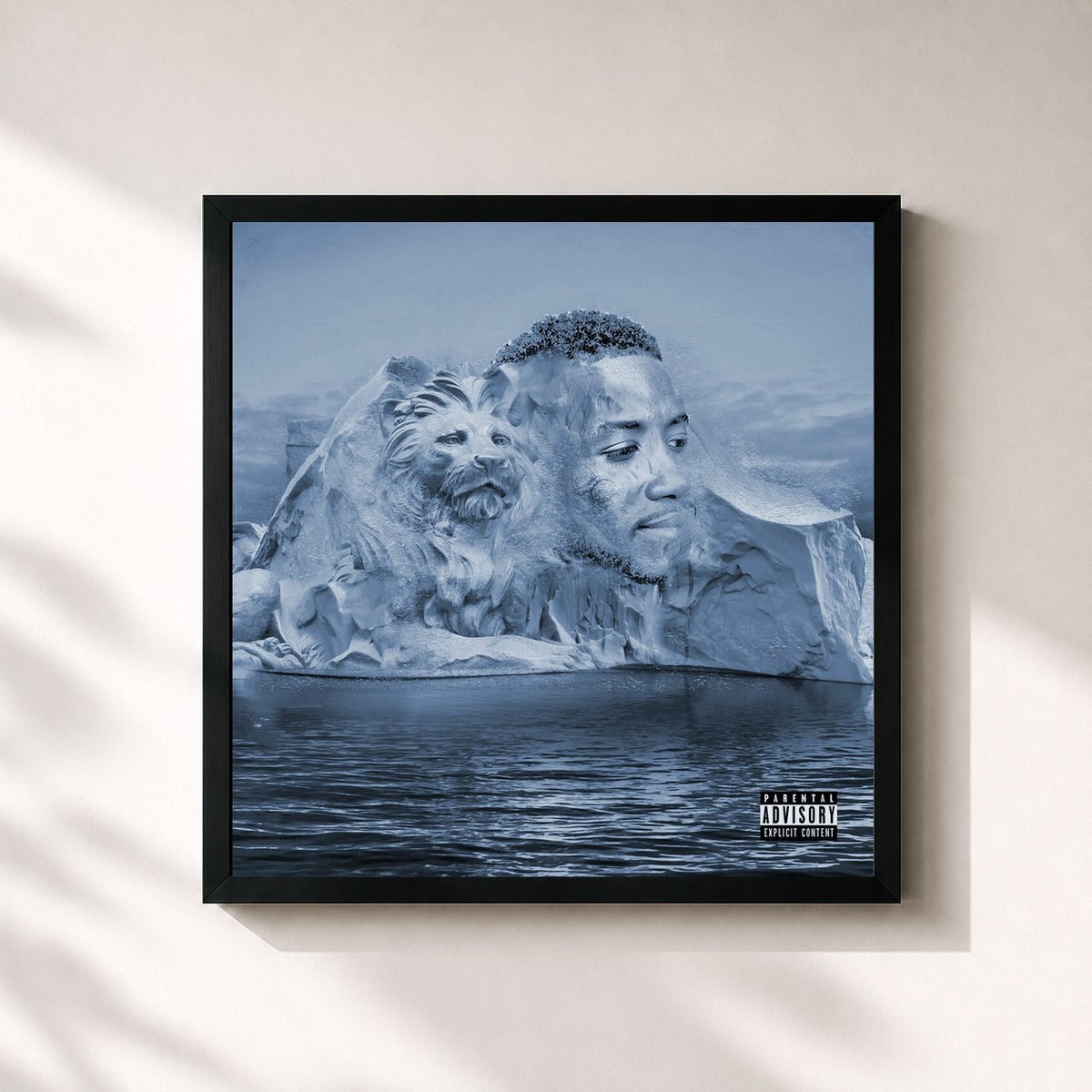 #noir Tableau carré de l'album El Gato: The Human Glacier de Gucci Mane, cadre noir 32x32 cm