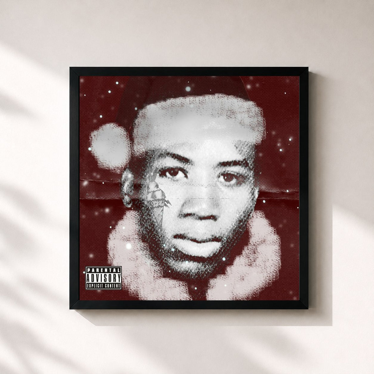 #noir Tableau carré de l'album The Return of East Atlanta Santa de Gucci Mane, cadre noir 32x32 cm