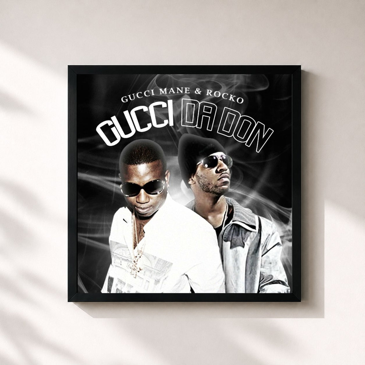 #noir Tableau carré de l'album Gucci Da Don de Gucci Mane, cadre noir 32x32 cm