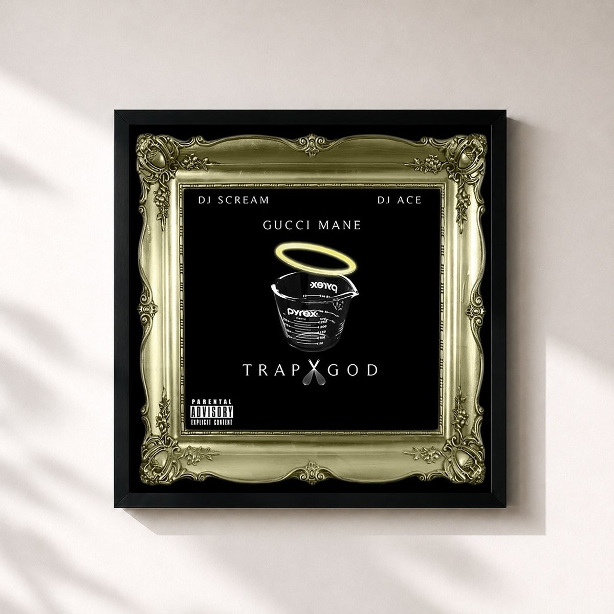 #noir Tableau carré de l'album Trap God de Gucci Mane, cadre noir 32x32 cm