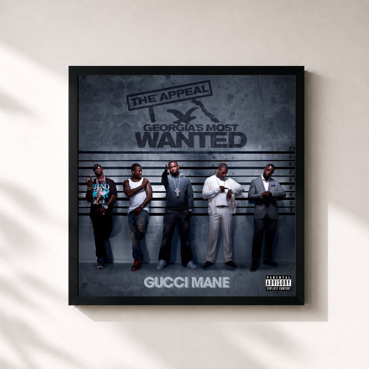 #noir The Appeal: Georgia's Most Wanted de Gucci Mane en lámina cuadrada enmarcada, marco negro de 32x32 cm