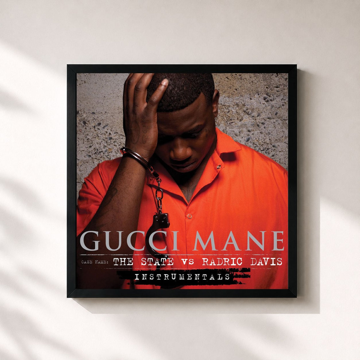#noir Instrumentals de Gucci Mane en lámina cuadrada enmarcada, marco negro de 32x32 cm