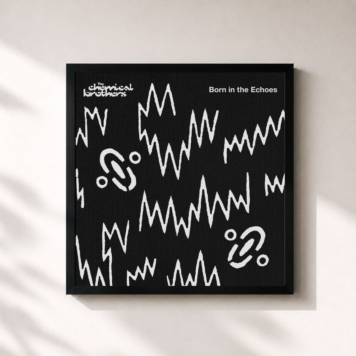 #noir Tableau carré de l'album Born In The Echoes de The Chemical Brothers, cadre noir 32x32 cm