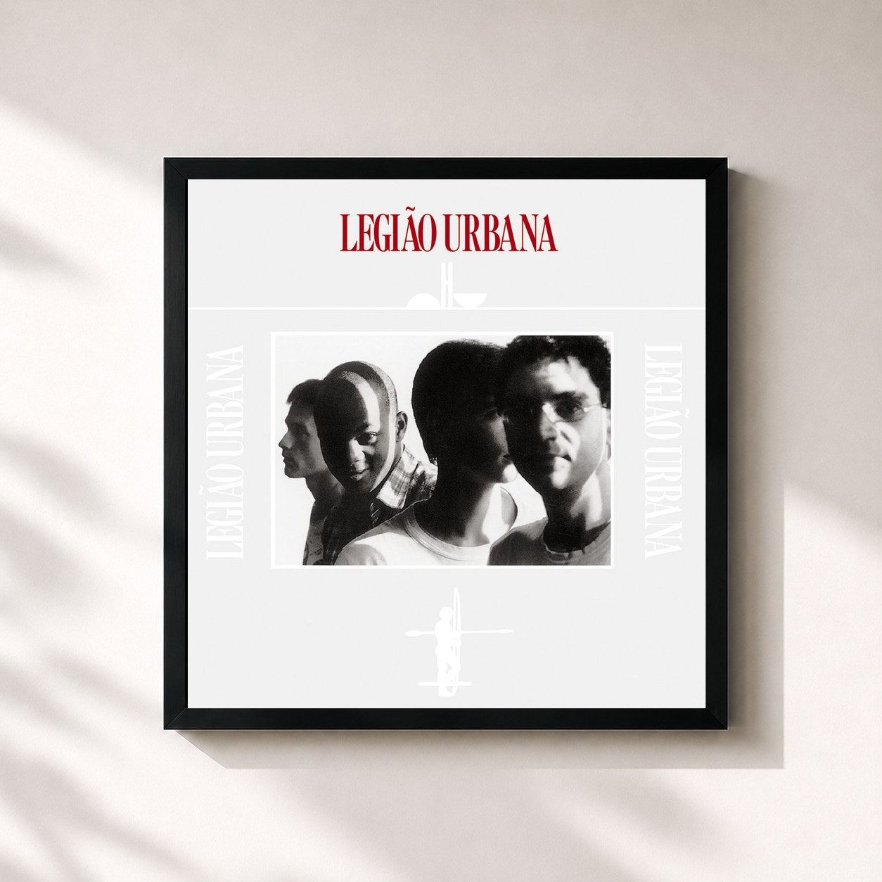 #noir Tableau carré de l'album Legião Urbana 30 Anos de Legião Urbana, cadre noir 32x32 cm