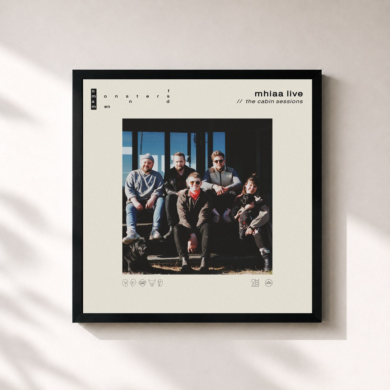 #noir Tableau carré de l'album My Head Is An Animal (The Cabin Sessions) de Of Monsters And Men, cadre noir 32x32 cm