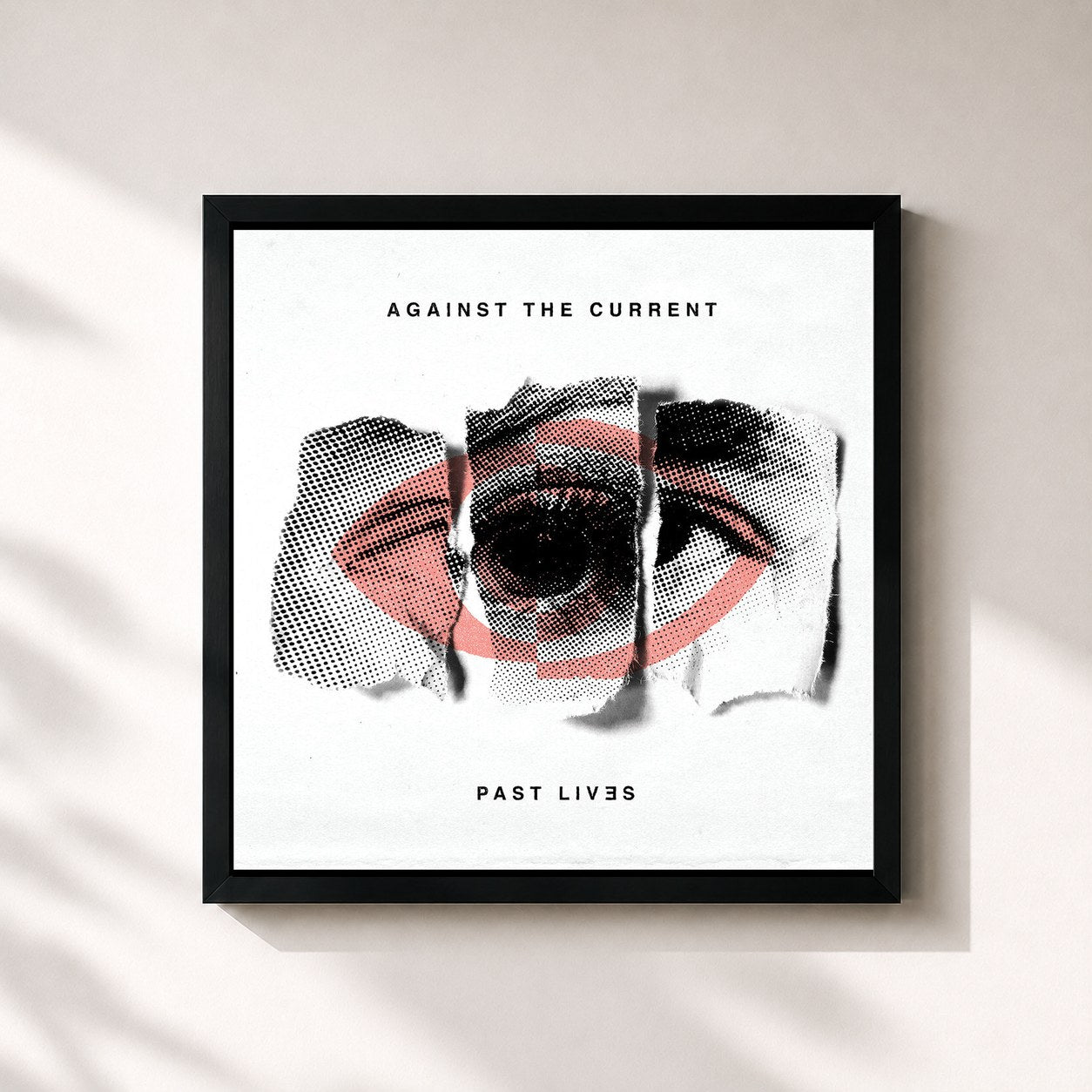 #noir Tableau carré de l'album Past Lives de Against The Current, cadre noir 32x32 cm