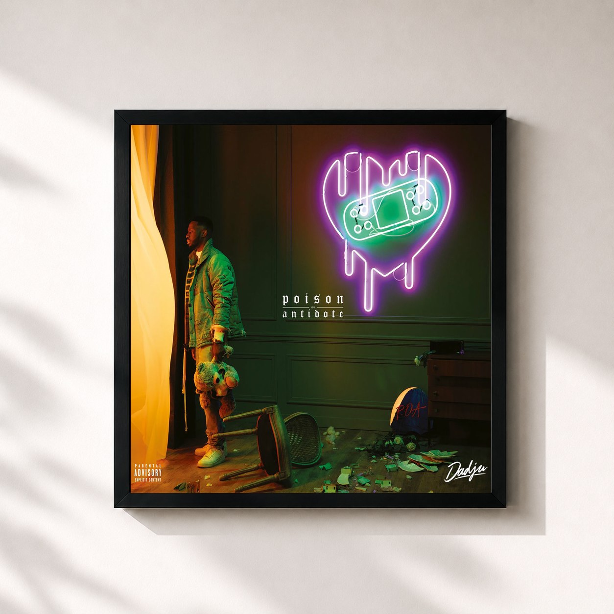 #noir Poison Ou Antidote by Dadju as a square framed art print, black 32x32 cm frame