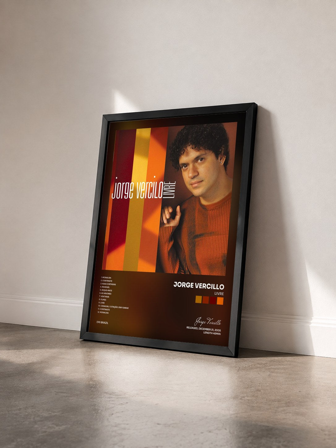 #noir Tableau de l'album Livre de Jorge Vercillo vu de trois quarts, cadre noir
