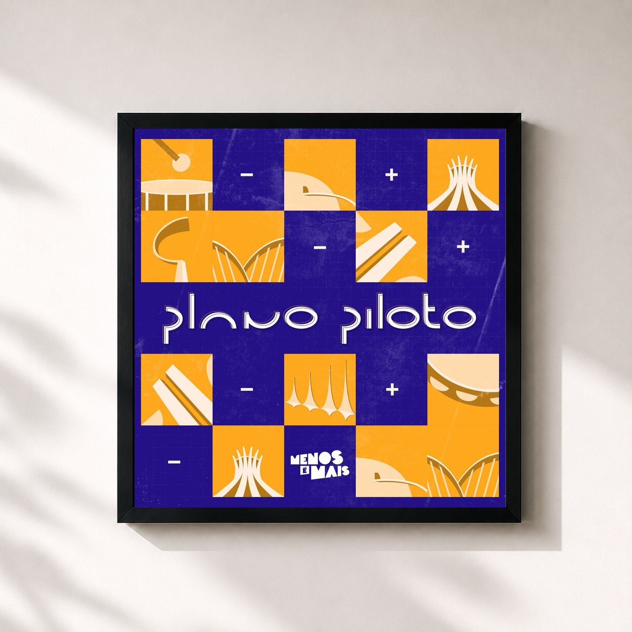 #noir Tableau carré de l'album Plano Piloto, EP2 de Grupo Menos É Mais, cadre noir 32x32 cm
