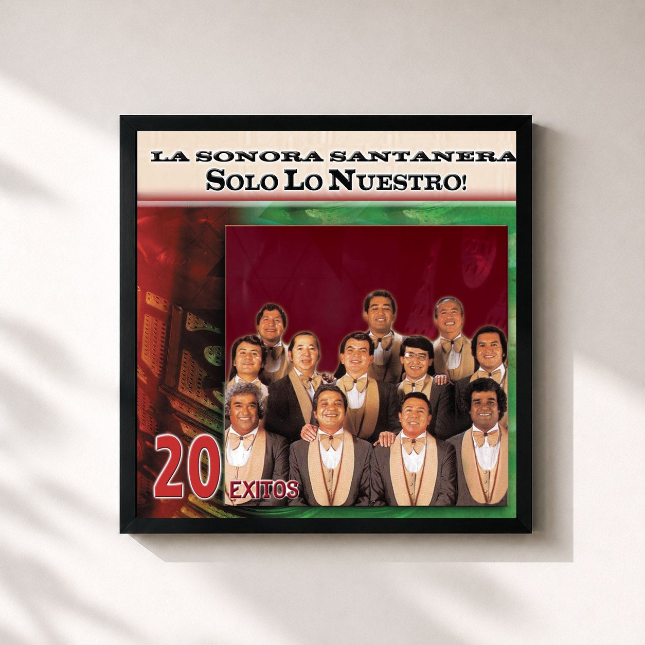 #noir Tableau carré de l'album Solo Lo Nuestro - 20 Exitos de La Sonora Santanera, cadre noir 32x32 cm