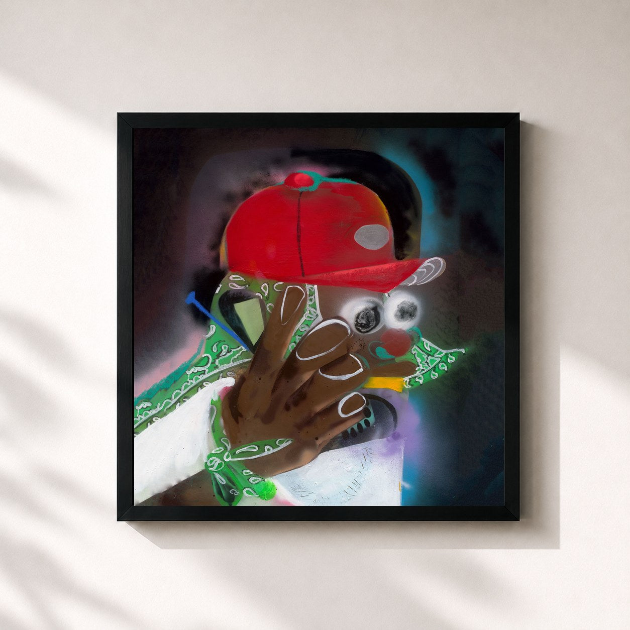 #noir Tableau carré de l'album FLIP PHONE SHORTY - STRICTLY FOR DA STREETZ VOL. 1 de A$AP Ferg, cadre noir 32x32 cm