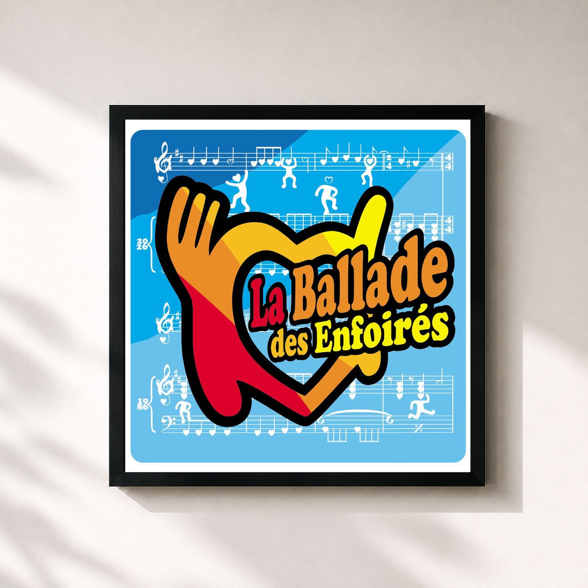 #noir Tableau carré de l'album 2026, La ballade des Enfoirés de Les Enfoirés, cadre noir 32x32 cm