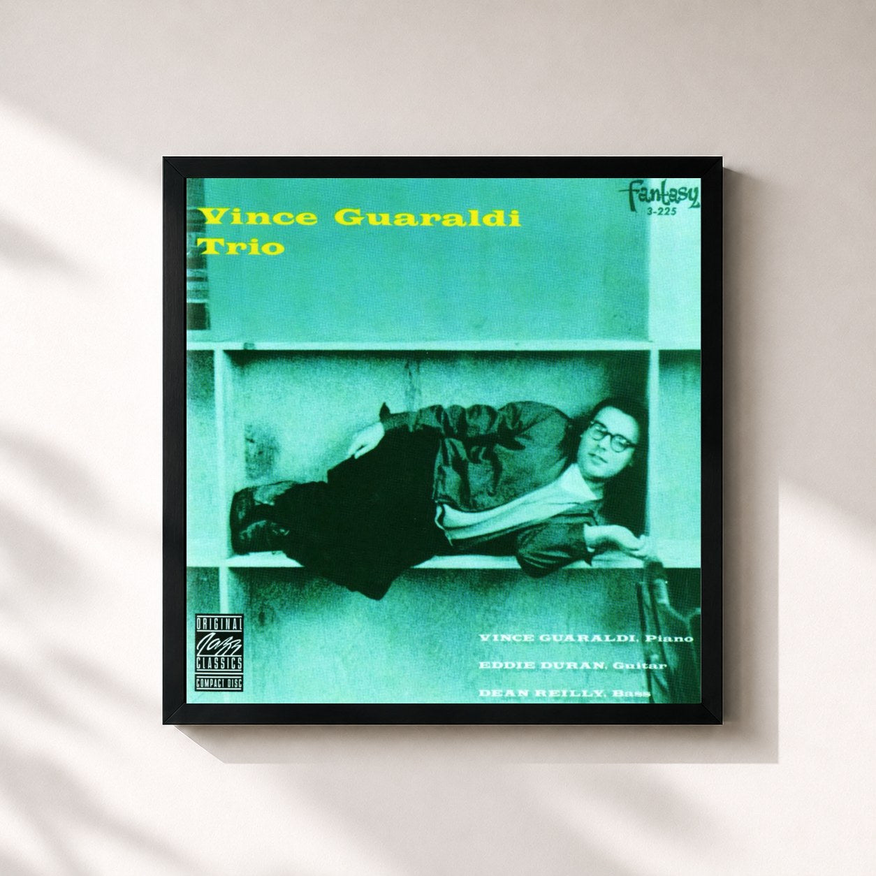 #noir Tableau carré de l'album Vince Guaraldi Trio de Vince Guaraldi Trio, cadre noir 32x32 cm